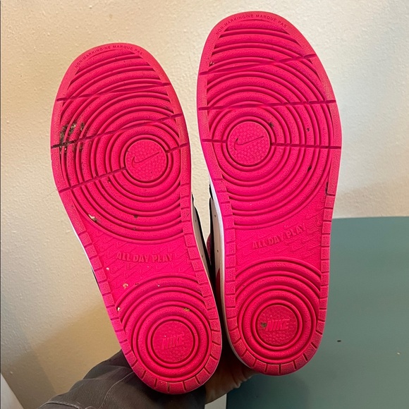 Nike Kids Court Borough Mid Sneakers - Pink, Black, and White - Picture 6 of 7